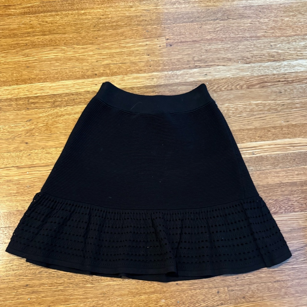 Scotch & Soda Black Knit Flared Eyelet Hem Mini Skirt